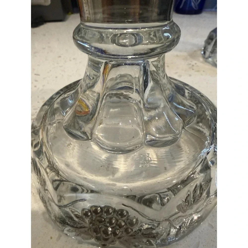 Westmoreland Paneled Grape Clear Silver Overlay Candle Stick Holder Mid Century